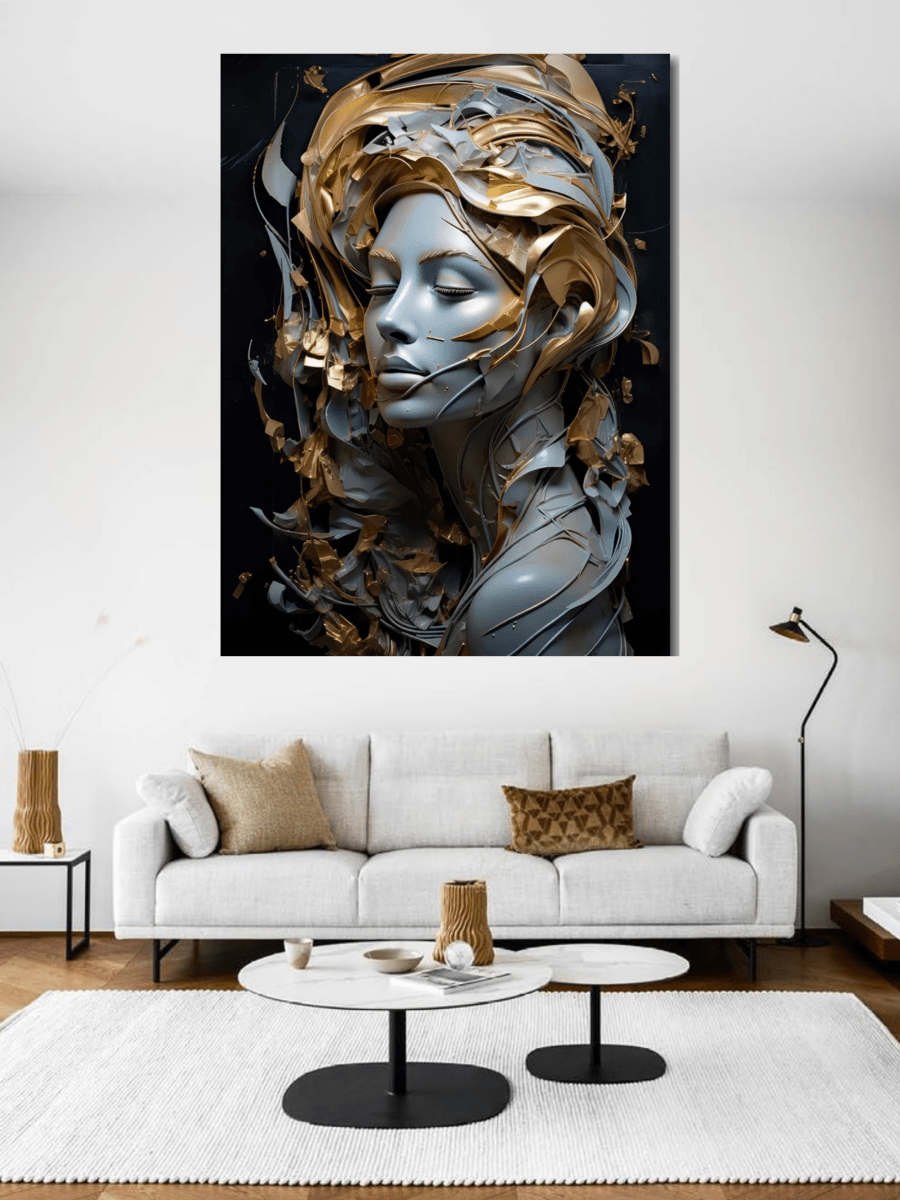 Golden Grace modern abstract canvas wall art for living room